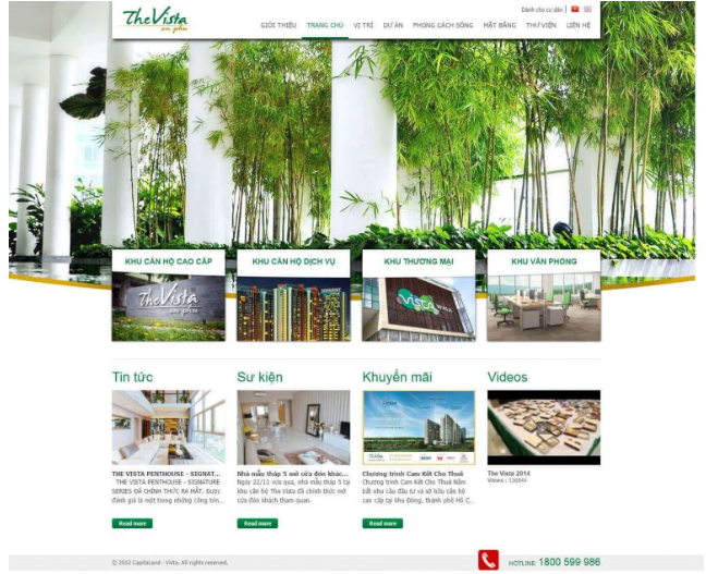 Mẫu thiết kế website trong lĩnh vực Bất động sản